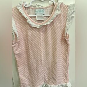 Serendipity Pink Ruffle Sleeve Shirt With Eyelet Lace Detail
